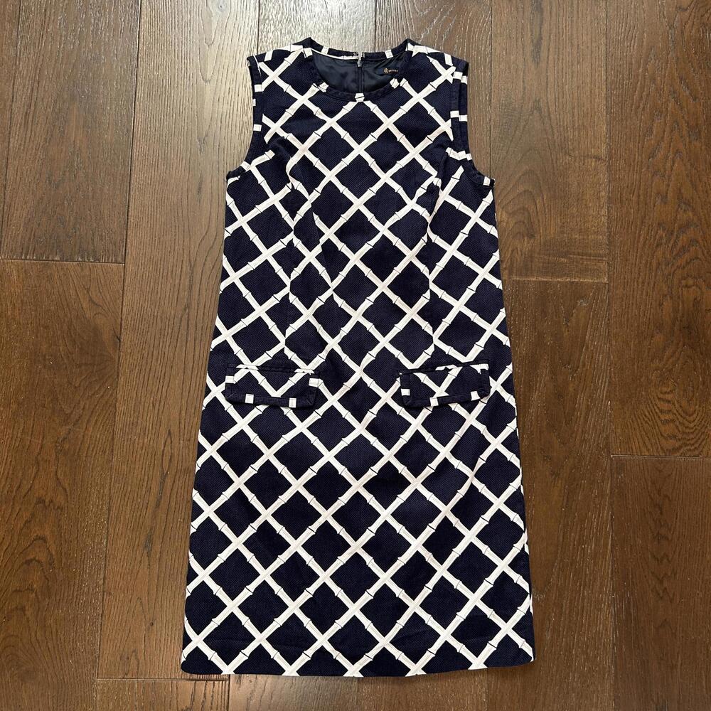 Brooks Brothers 1960's Style Sleeveless Dress Navy Blue and White Size 4